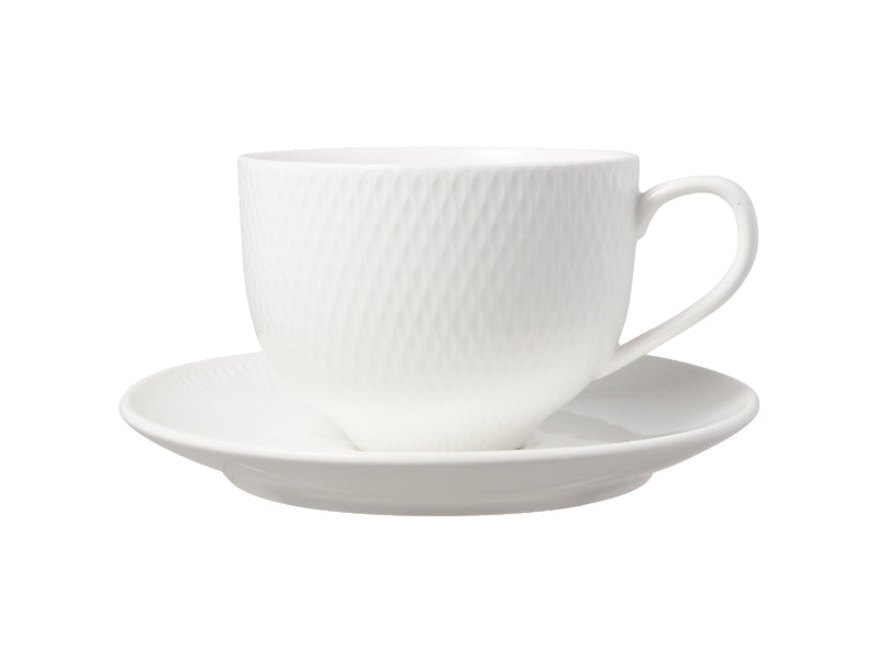 White Basics Diamonds Tea Cup & Saucer 260ML