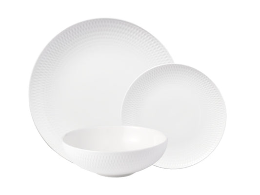 White Basics Diamonds Dinner Set 12pce Gift Boxed