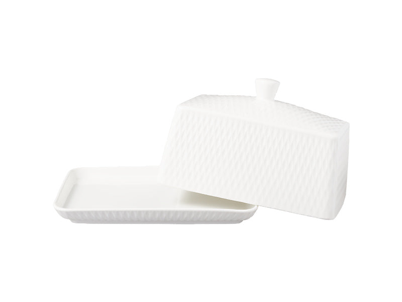 White Basics Diamonds Butter Dish Gift Boxed