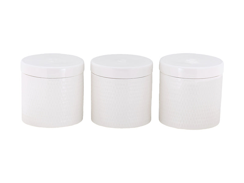 White Basics Diamonds Canister 600ML Set of 3 Gift Boxed