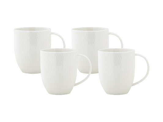 White Basics Diamonds Coupe Mug 420ML Set of 4 Gift Boxed