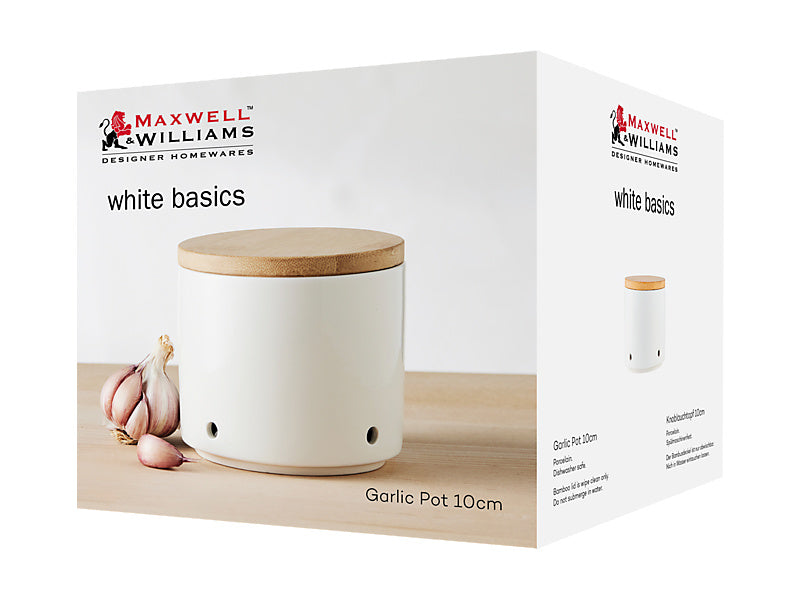 White Basics Garlic Pot Gift Boxed