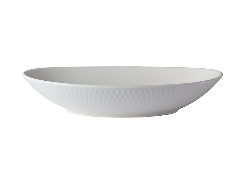 White Basics Diamonds Oval Bowl