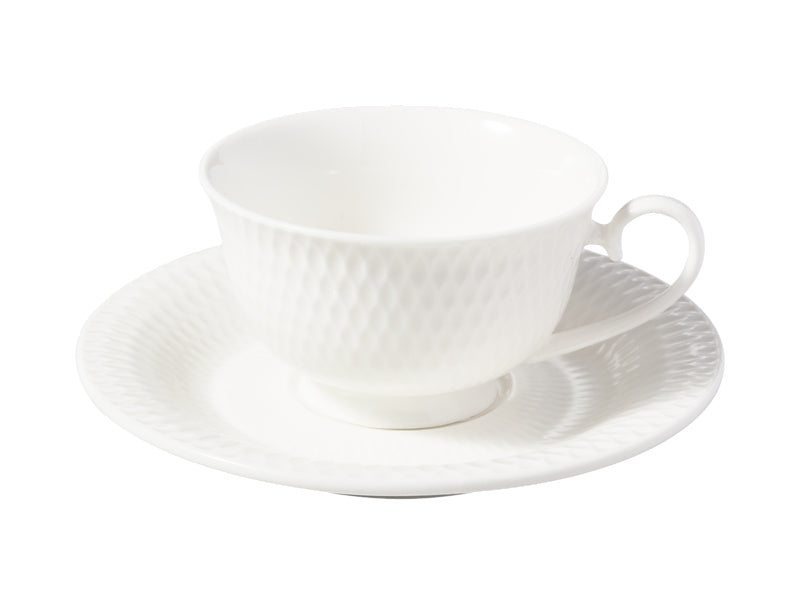White Basics Diamonds Footed Demi Cup & Saucer