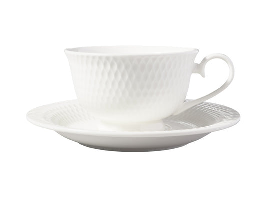 White Basics Diamonds Footed Cup & Saucer