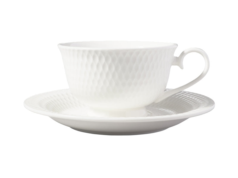 White Basics Diamonds Footed Cup & Saucer
