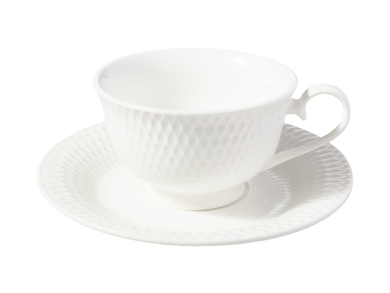 White Basics Diamonds Footed Cup & Saucer