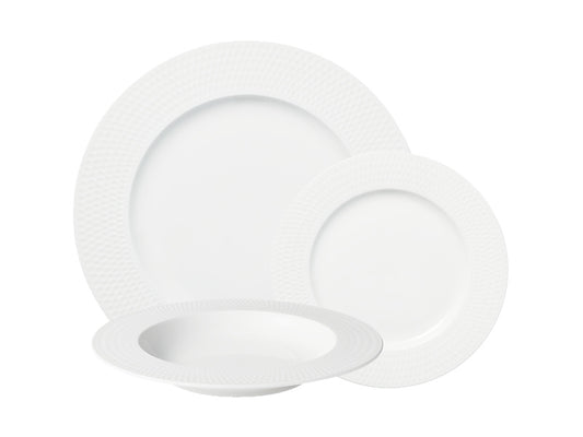 White Basics Diamonds Rim Dinner Set 12pc Gift Boxed
