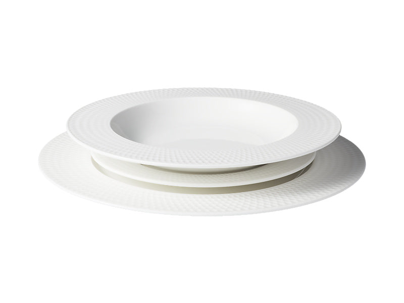 White Basics Diamonds Rim Dinner Set 12pc Gift Boxed