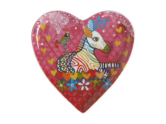 Love Hearts Heart Plate 15.5cm Zig Zag Zebras Gift Boxed