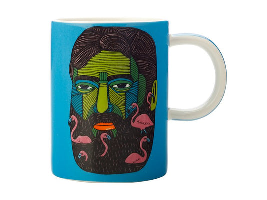 Mulga the Artist Mug 450ML Flamingo Man Gift Boxed