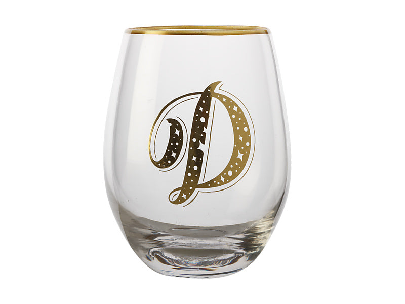 The Letterettes Stemless Glass 500ML "D" Gift Boxed