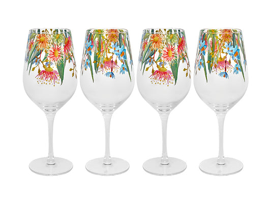 Royal Botanic Gardens Eucalyptus Bloom Wine Glass Set of 4 Gift Boxed
