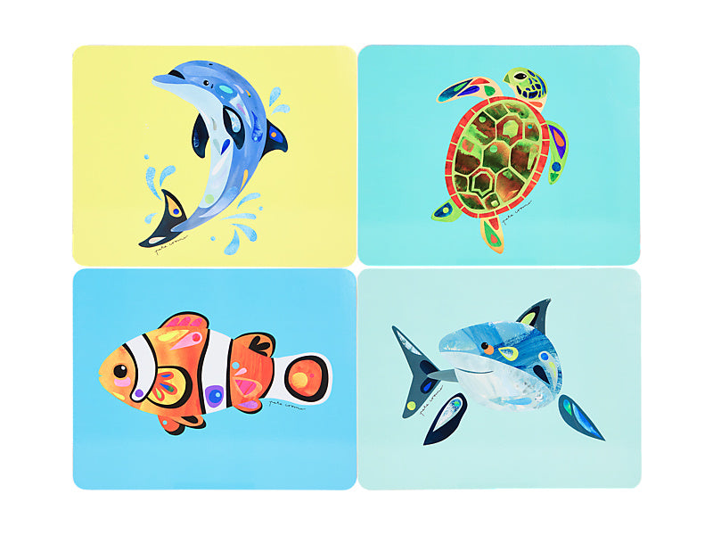 Pete Cromer Ozzie Ocean Cork Back Placemat Set of 4 Assorted Gift Boxed