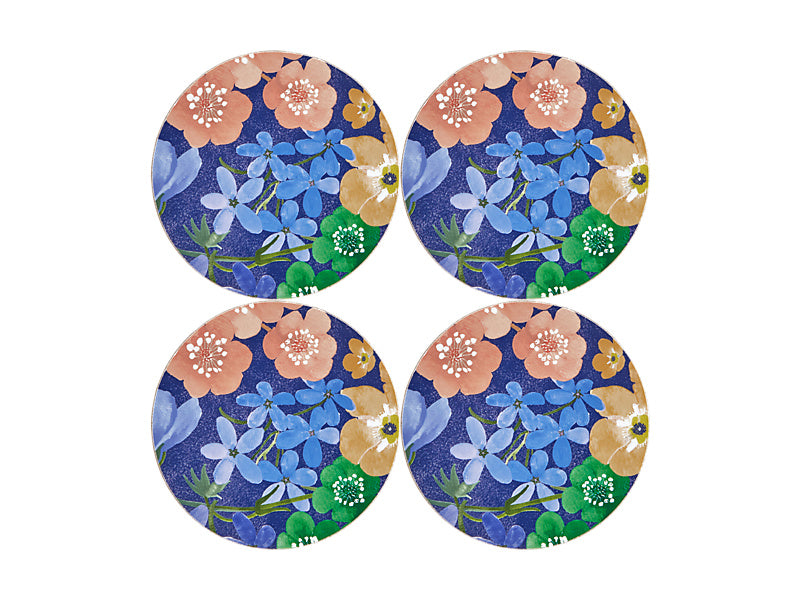 Forget Me Not Round Cork Back Coaster Set of 4 Gift Boxed