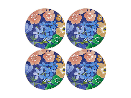 Forget Me Not Round Cork Back Coaster Set of 4 Gift Boxed