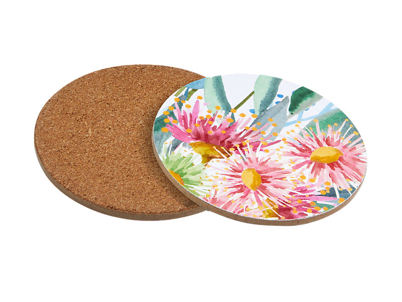 Royal Botanic Gardens Eucalyptus Bloom Round Cork Back Coaster Set of 4 Gift Boxed