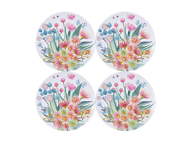 Royal Botanic Gardens Eucalyptus Bloom Round Cork Back Placemat Set of 4 Gift Boxed