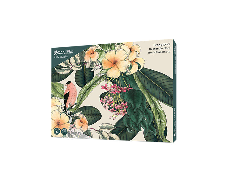 The Blck Pen Frangipani Cork Back Placemat Set of 4 Gift Boxed