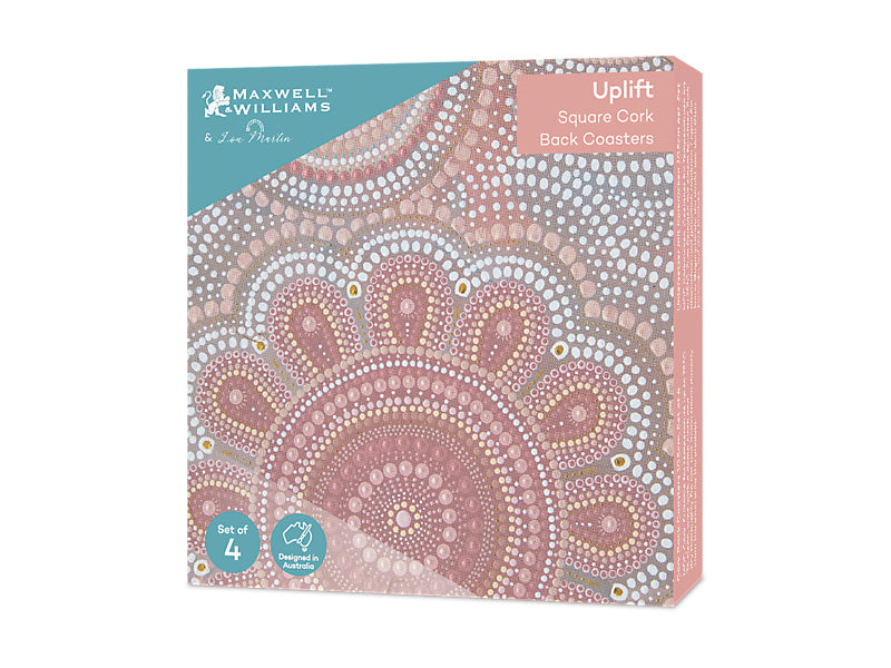 Lou Martin Uplift Cork Back Coaster Set of 4 Gift Boxed