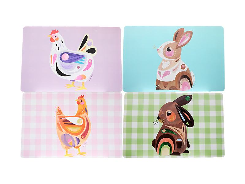 Pete Cromer Barn Friends Placemat Reversible Set of 4 Assorted