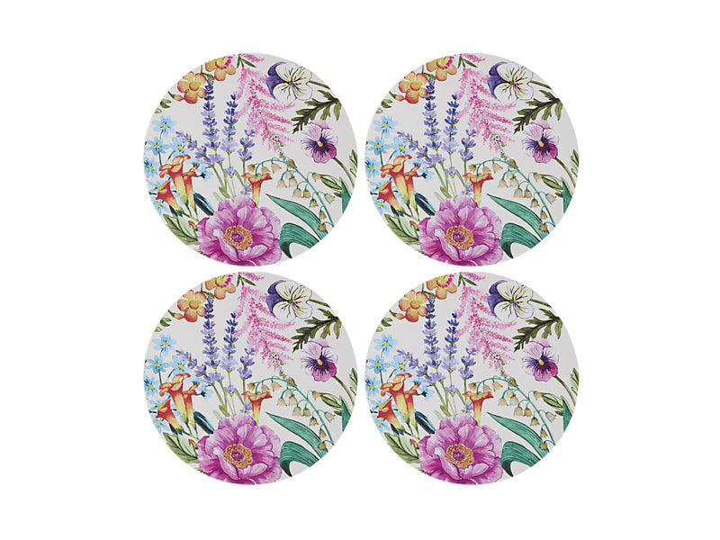 Botanica Round Cork Back Coaster Set of 4 Gift Boxed