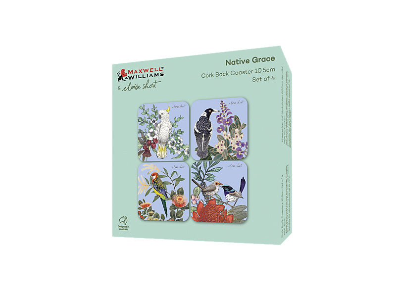 Eloise Short Native Grace Cork Back Coaster Set of 4 Gift Boxed Assorted