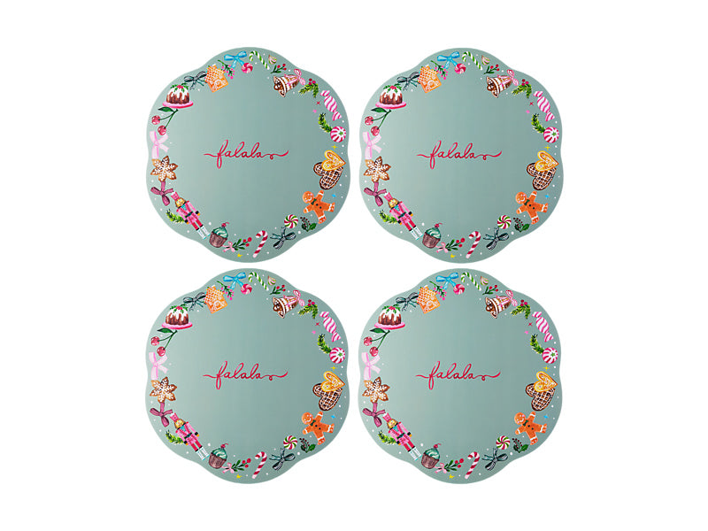 Fa la la Scallop Cork Back Placemat Set of 4 Gift Boxed