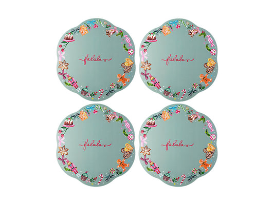 Fa la la Scallop Cork Back Placemat Set of 4 Gift Boxed