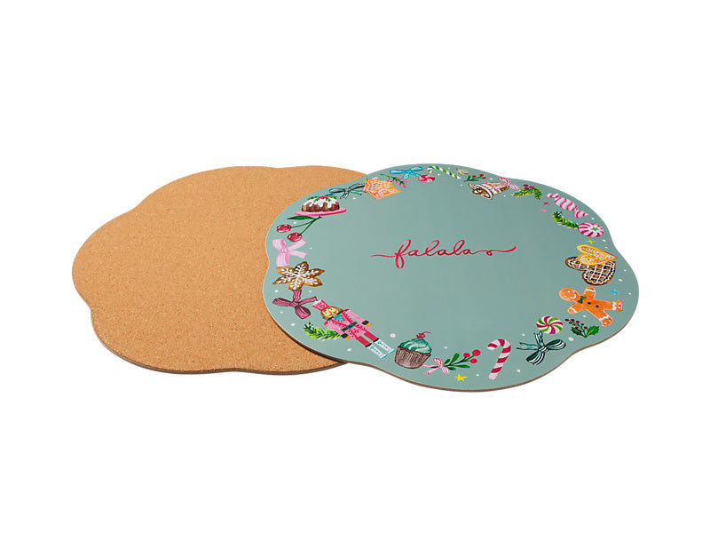 Fa la la Scallop Cork Back Placemat Set of 4 Gift Boxed