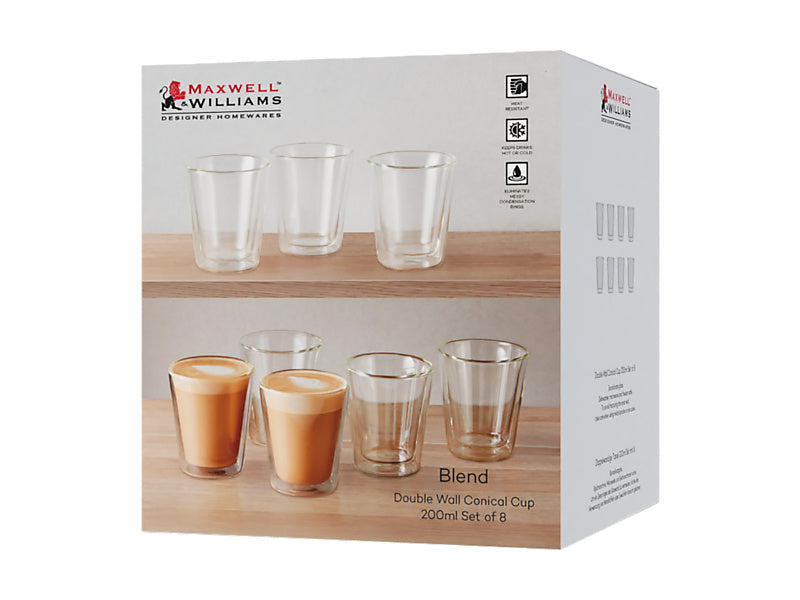 Blend Double Wall Conical Cup Set of 8 Gift Boxed