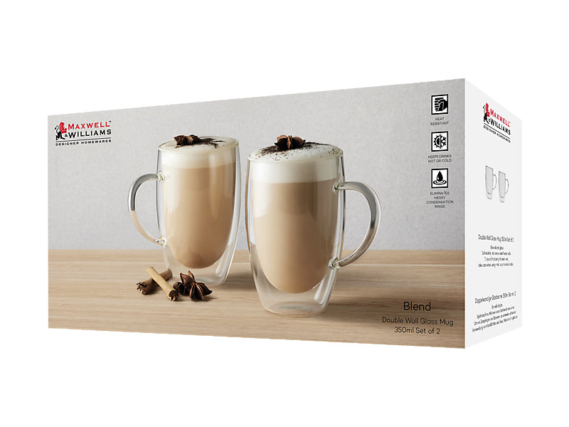 Blend Double Wall Glass Mug Set of 2 Gift Boxed