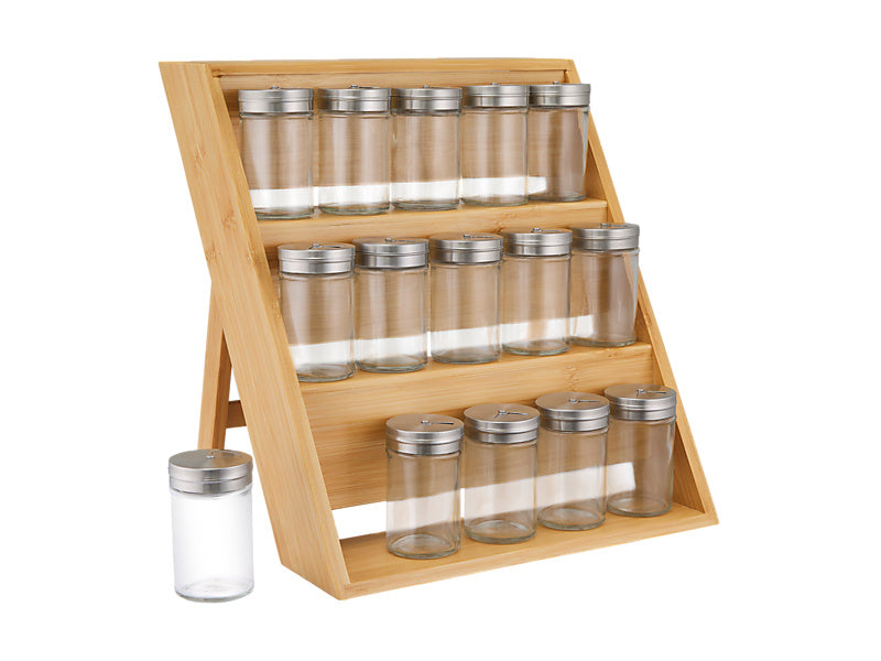 Evergreen Bamboo Spice Rack 16pc Set Gift Boxed