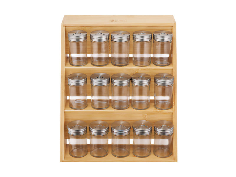 Evergreen Bamboo Spice Rack 16pc Set Gift Boxed