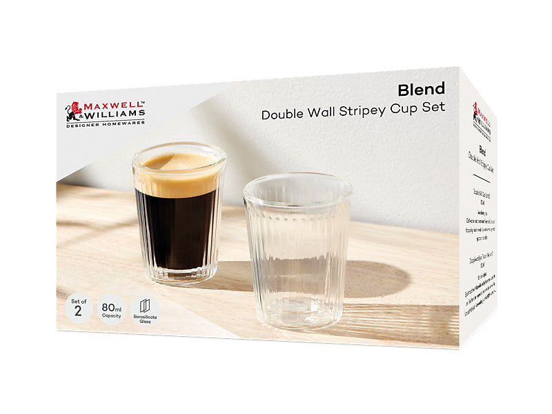 Blend Stripey Double Wall Cup Set 2 Gift Boxed
