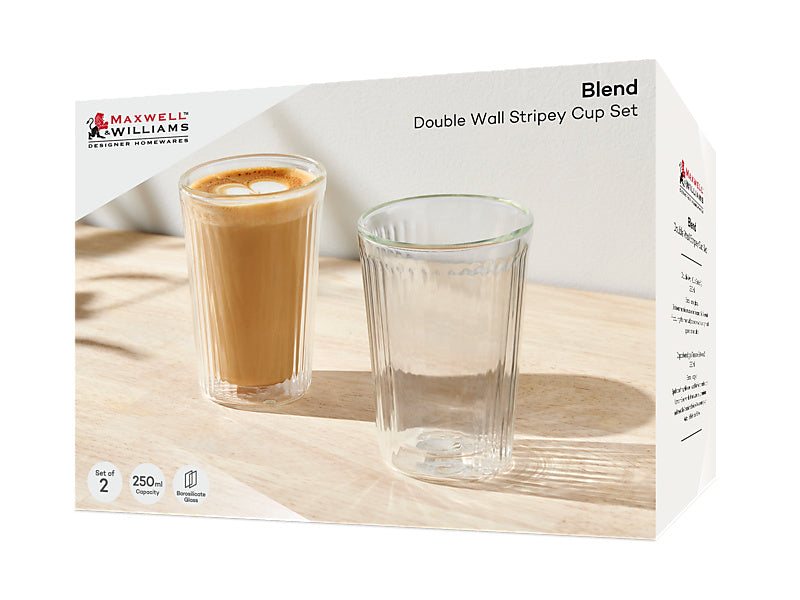 Blend Stripey Double Wall Cup Set 2 Gift Boxed