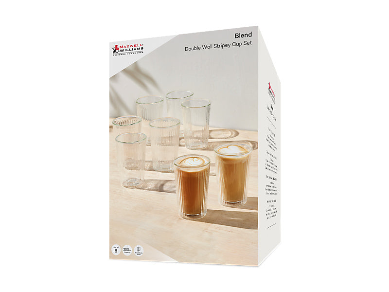Blend Stripey Double Wall Cup Set 8 Gift Boxed