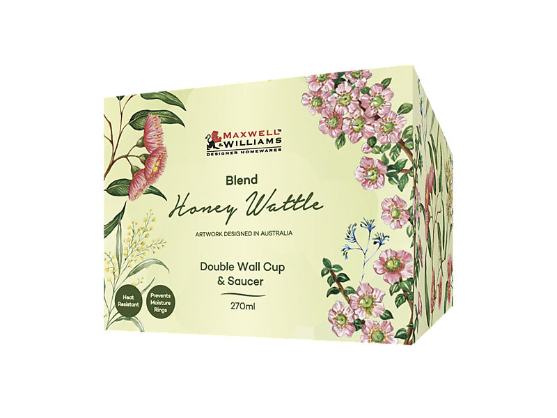 Blend Honey Wattle Double Wall Cup & Saucer Gift Boxed