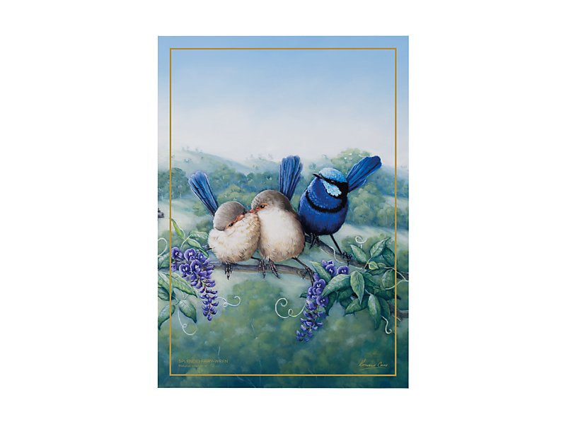 Birds of Australia KC 10yr Anniversary Tea Towel 50x70cm Splendid Fairy Wren