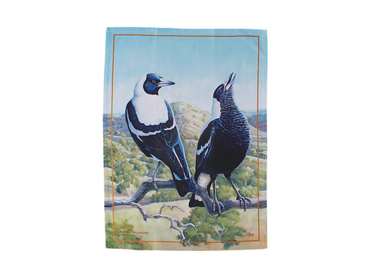 Birds of Australia KC 10yr Anniversary Tea Towel 50x70cm Magpie