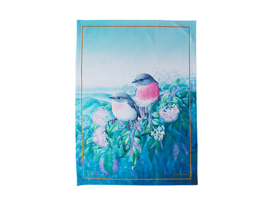 Birds of Australia KC 10yr Anniversary Tea Towel 50x70cm Rose Robin