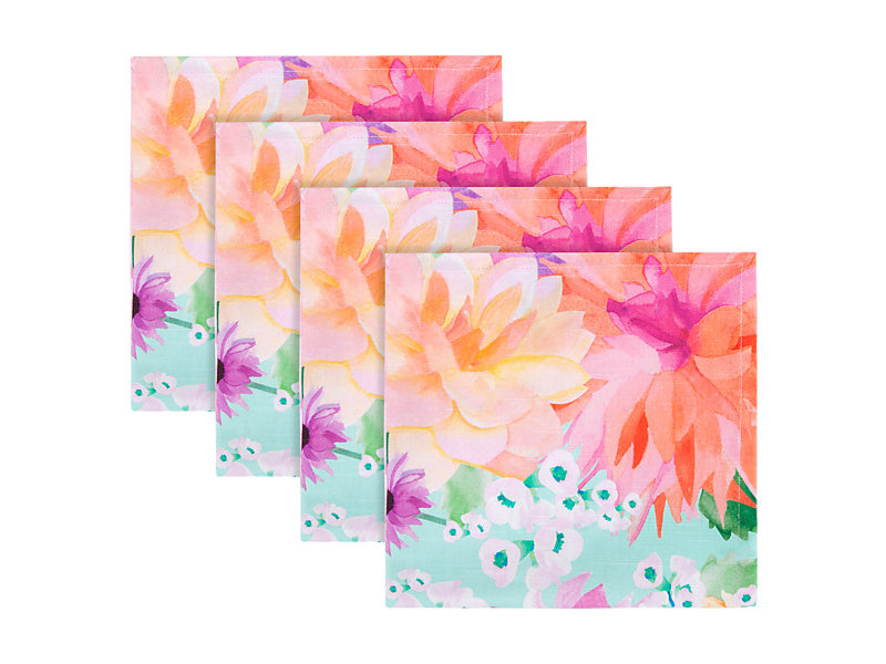 Teas & C's Dahlia Daze Cotton Napkin Set of 4 45x45cm Sky