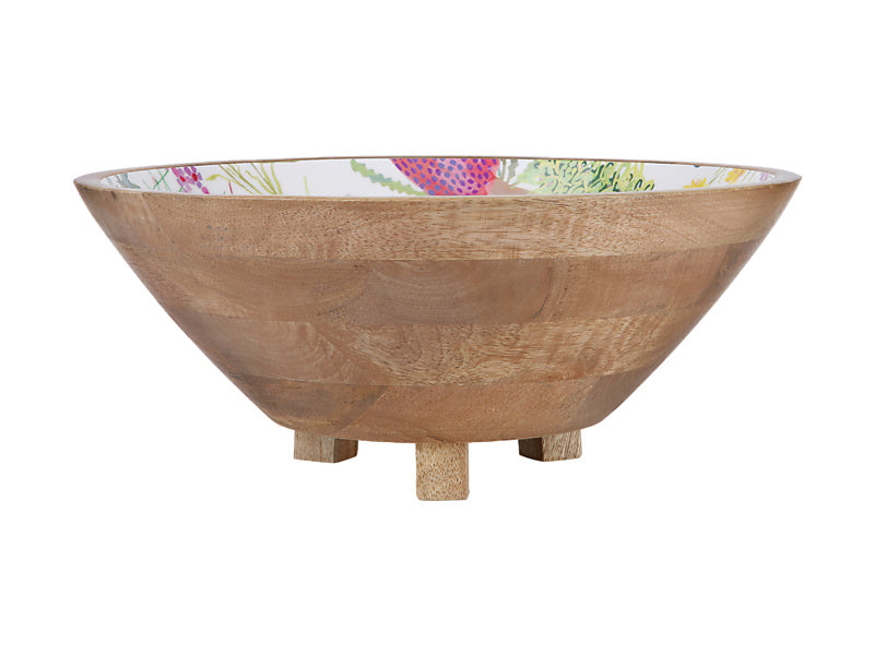 Royal Botanic Gardens Native Blooms Footed Bowl Wood Enamel 30x12.5cm