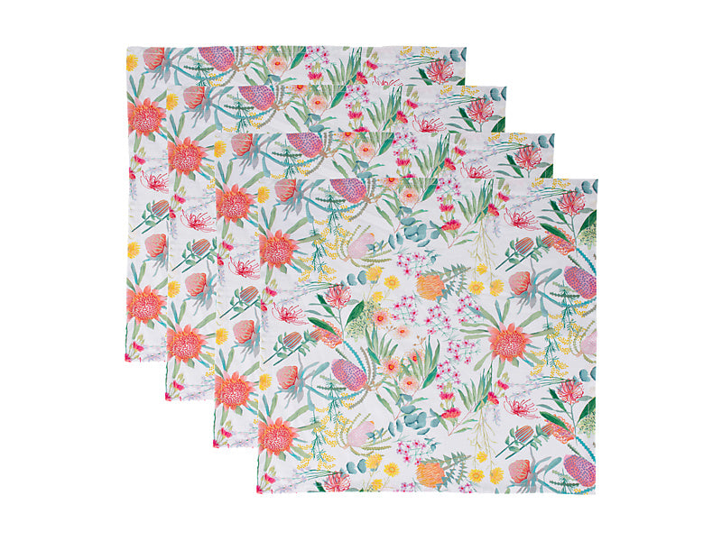 Royal Botanic Gardens Native Blooms Cotton Napkin Set of 4 45x45cm