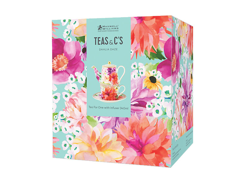 Teas & C's Dahlia Daze Teapot With Infuser 500ML Sky Gift Boxed