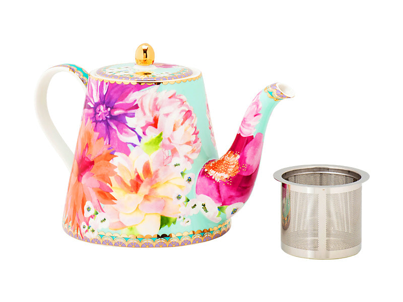 Teas & C's Dahlia Daze Teapot With Infuser 500ML Sky Gift Boxed