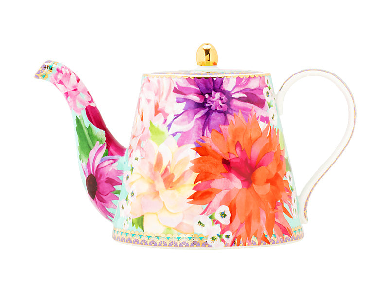 Teas & C's Dahlia Daze Teapot With Infuser 1lt Sky Gift Boxed