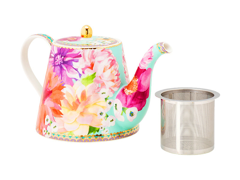 Teas & C's Dahlia Daze Teapot With Infuser 1lt Sky Gift Boxed
