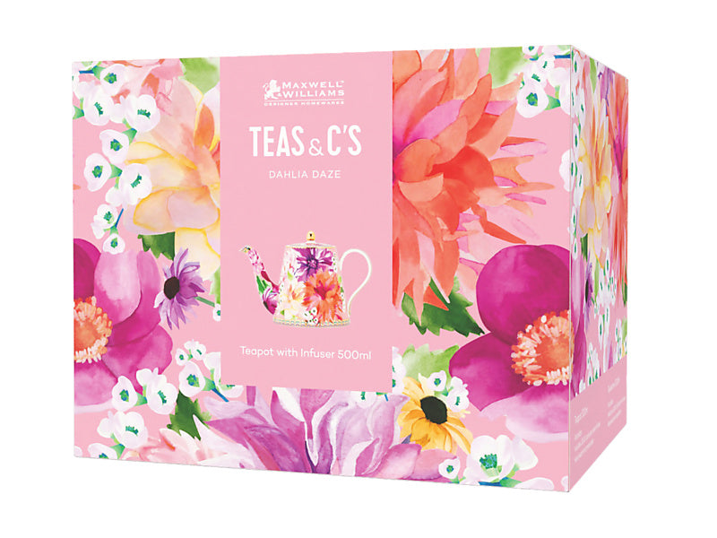 Teas & C's Dahlia Daze Teapot With Infuser 500ML Pink Gift Boxed