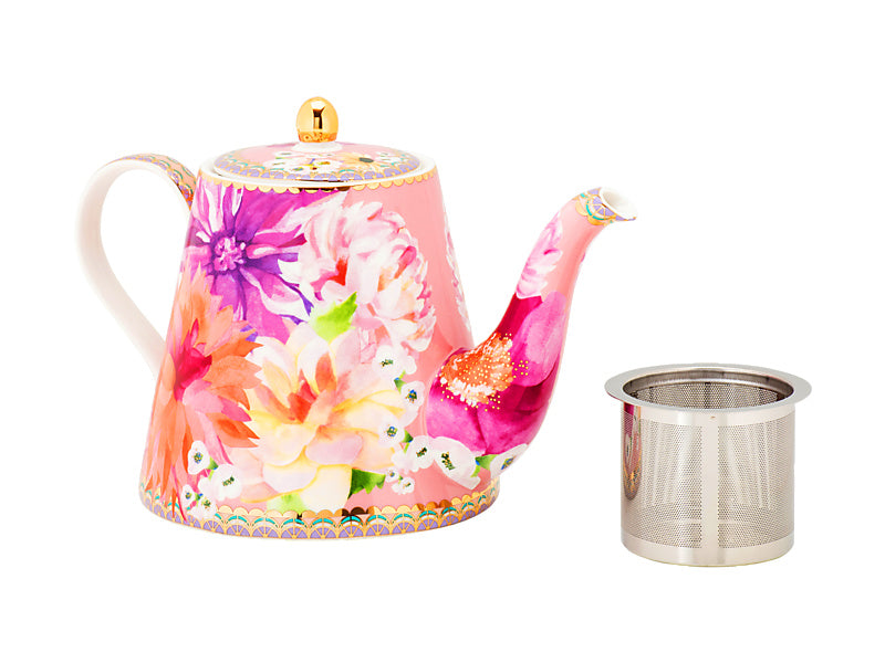 Teas & C's Dahlia Daze Teapot With Infuser 500ML Pink Gift Boxed